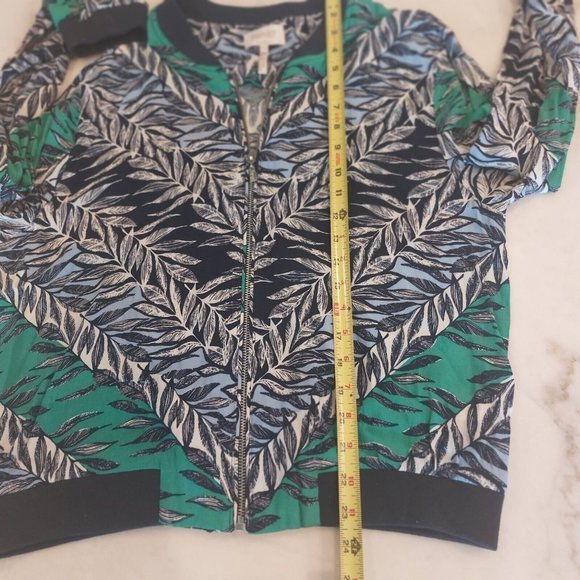 Laundry By Shelli Segal Leaf Print Zip Up Viscose Jacket Size 12 - Picture 6 of 7